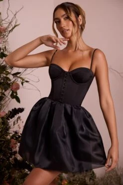 New Release 9 Tulle Skirt Corset Mini Dress In Black