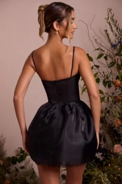 New Release -Pretty Dresses Sales 6754 8 Floriane Black Satin Corset With Lace Trim And Tulle Skirt