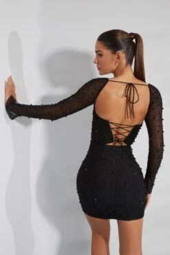 Long Sleeve Embellished Corset Mini Dress In Black 19 Long Sleeve Embellished Corset Mini Dress In Black -Pretty Dresses Sales 6902 8 Milan Black Long Sleeve Mini Dress