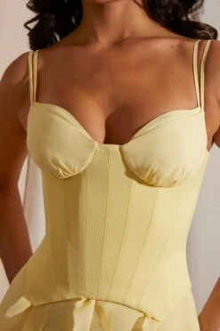 Corset Frill Skirt Maxi Dress In Yellow -Pretty Dresses Sales 6917 1 Yellow Corset gown Ruffle Dress