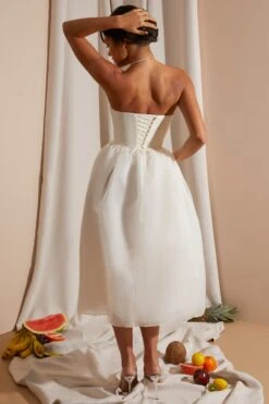 Pretty Dresses Sales 33 Pretty Dresses Sales -Pretty Dresses Sales 6921 9 White Strapless Box Pleat Midi