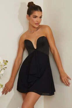 Strapless Plunge Neck Corset Mini Dress In Black -Pretty Dresses Sales 6951 5 Tove Black Plunge Corset Mini