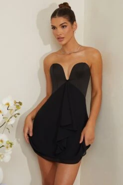 Strapless Plunge Neck Corset Mini Dress In Black -Pretty Dresses Sales 6951 6 Tove Black Plunge Corset Mini