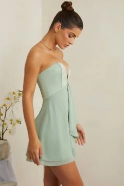 Strapless Plunge Neck Corset Mini Dress In Sage 12 Strapless Plunge Neck Corset Mini Dress In Sage -Pretty Dresses Sales 6951 8 Tove Sage Plunge Corset Mini