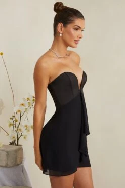 Strapless Plunge Neck Corset Mini Dress In Black -Pretty Dresses Sales 6951 9 Tove Black Plunge Corset Mini 1