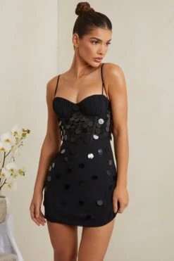 New Release 15 Embellished Corset Mini Dress In Black