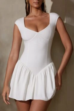 Cap Sleeve Layered A-Line Mini Dress In White -Pretty Dresses Sales 7249 8 Dakota White Mini Dress