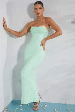 Embellished Bandeau Cowl Neck Maxi Dress In Mint -Pretty Dresses Sales 7315 14 Palermo Embellished Bandeau Cowl Midi Dress