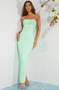Embellished Bandeau Cowl Neck Maxi Dress In Mint -Pretty Dresses Sales 7315 6 Palermo Embellished Bandeau Cowl Midi Dress