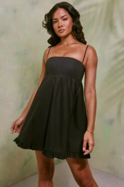 Empire Waist Cotton A-Line Mini Dress In Black -Pretty Dresses Sales 7321 1 Silvana Black Corset Puffy A Line Ruffle Mini Dress
