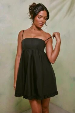 Empire Waist Cotton A-Line Mini Dress In Black -Pretty Dresses Sales 7321 4 Silvana Black Corset Puffy A Line Ruffle Mini Dress